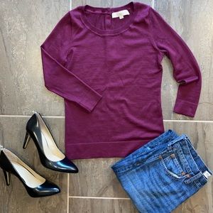 Loft | Purple sweater with button detail
